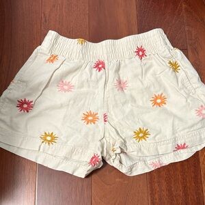 Old Navy Cream Shorts with Pink, Orange & Yellow Sunburst Embroidery